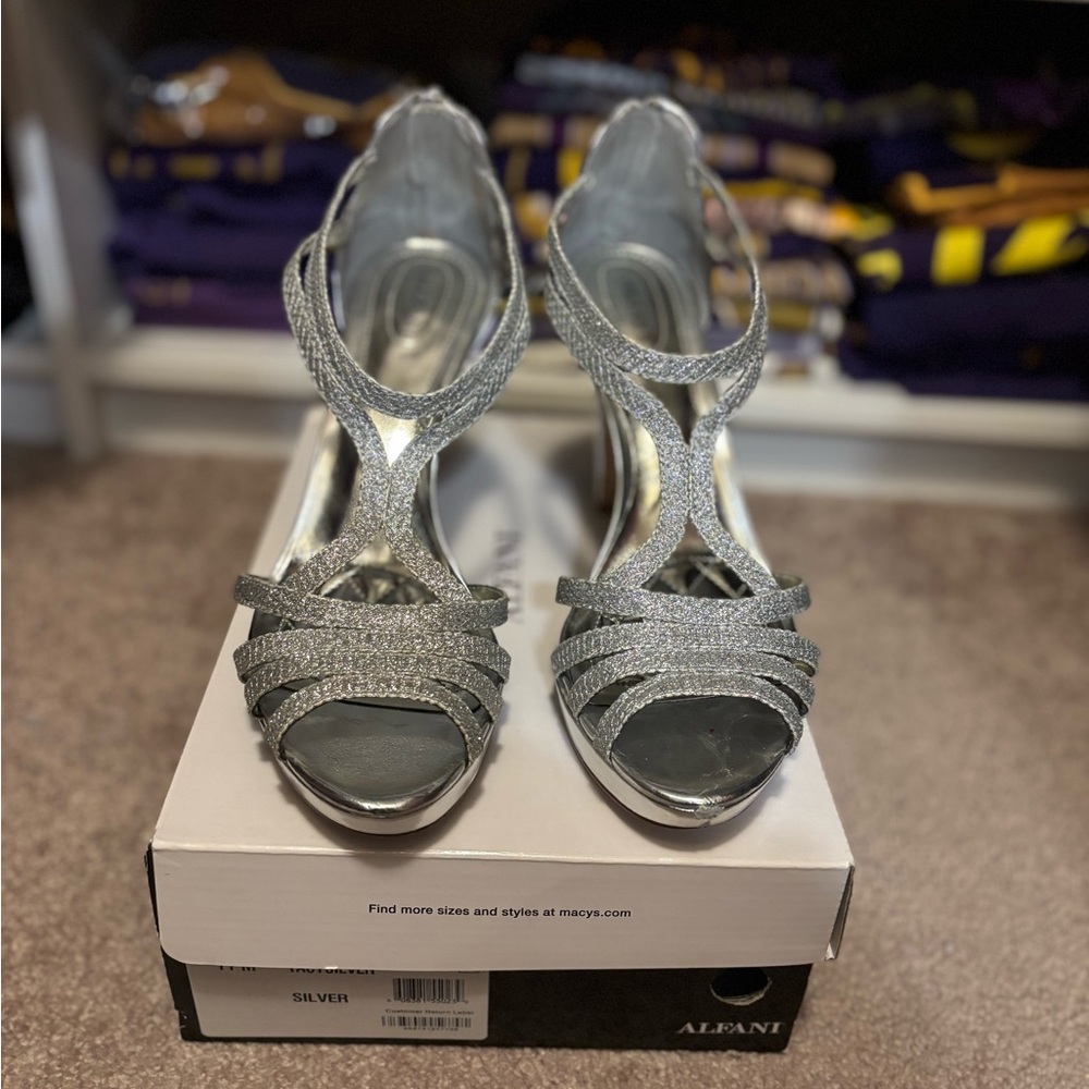 Alfani Glittering Silver Heels